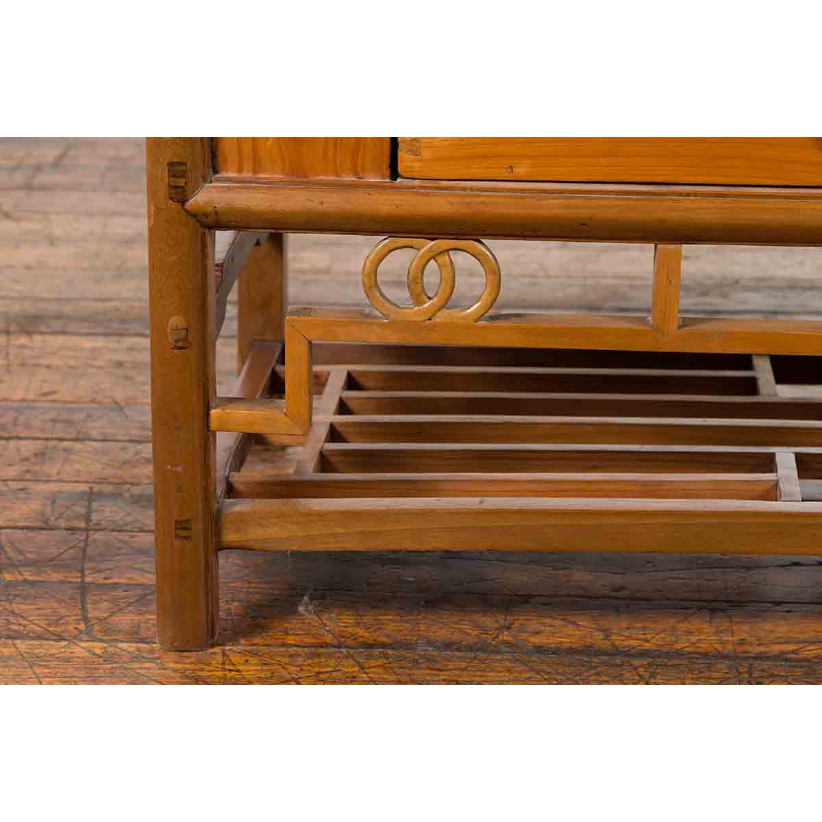 Chinese Early 20th Century Sideboard with Three Drawers and Natural Finish-9. Asian & Chinese Furniture, Art, Antiques, Vintage Home Décor for sale at FEA Home