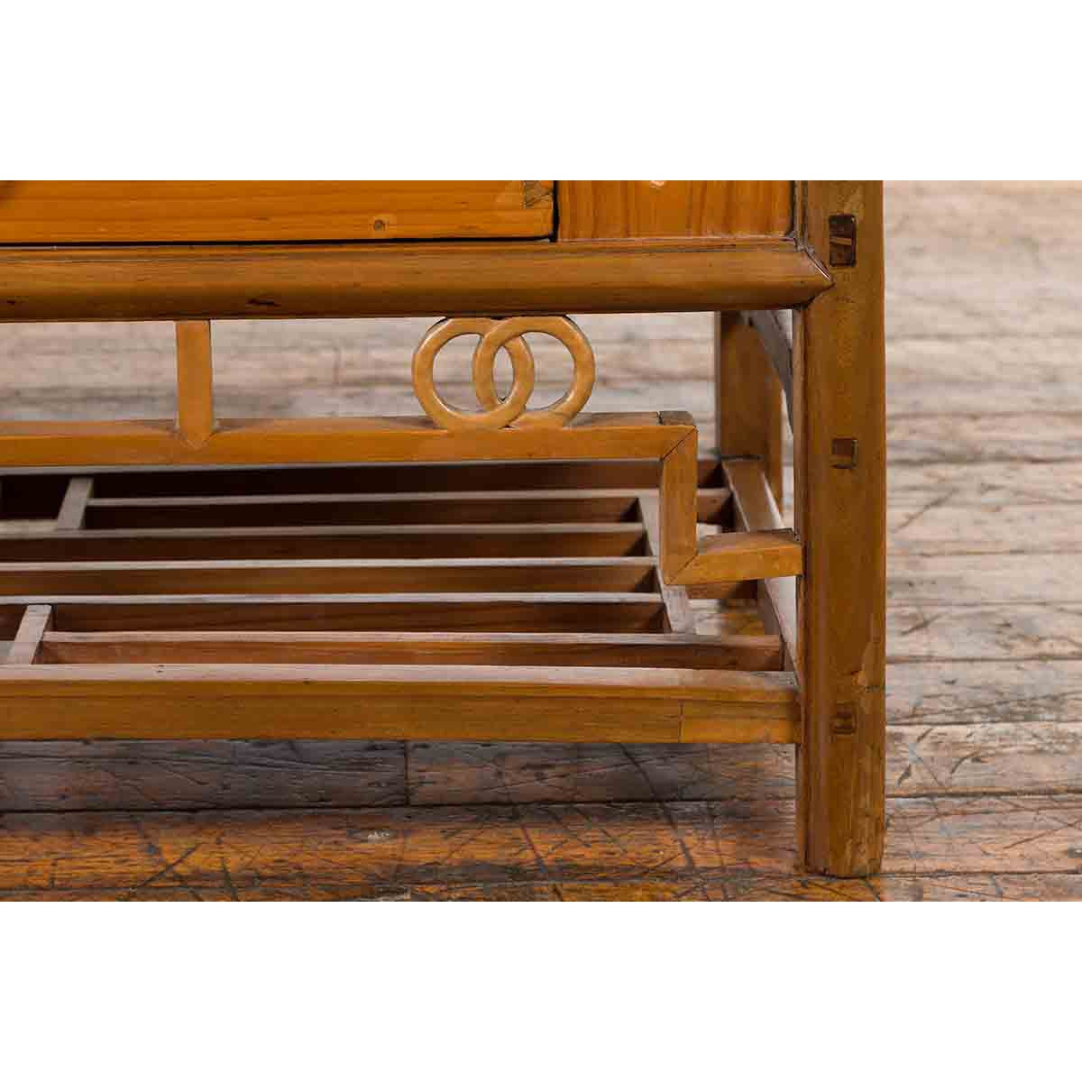 Chinese Early 20th Century Sideboard with Three Drawers and Natural Finish-10. Asian & Chinese Furniture, Art, Antiques, Vintage Home Décor for sale at FEA Home