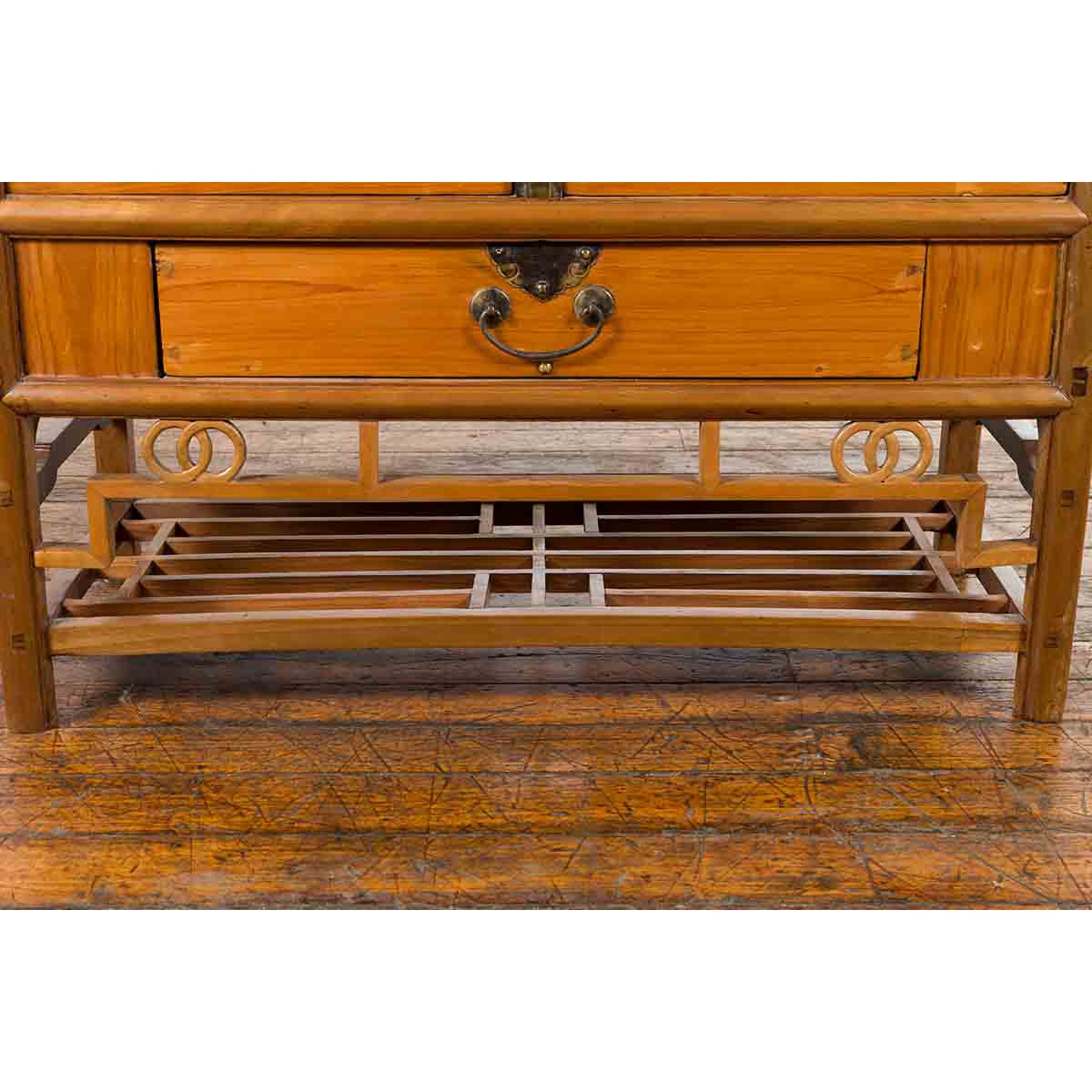 Chinese Early 20th Century Sideboard with Three Drawers and Natural Finish-11. Asian & Chinese Furniture, Art, Antiques, Vintage Home Décor for sale at FEA Home