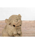 Chinese Qing Dynasty 19th Century Carved Stone Foo Dog Guardian Lion Sculpture-6. Asian & Chinese Furniture, Art, Antiques, Vintage Home Décor for sale at FEA Home