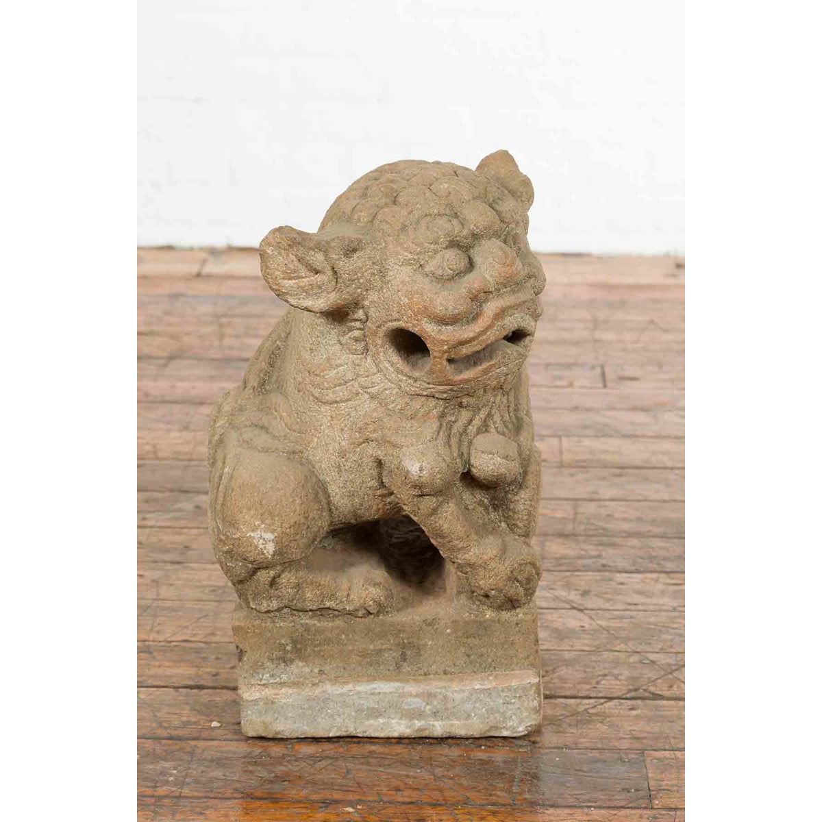 Chinese Qing Dynasty 19th Century Carved Stone Foo Dog Guardian Lion Sculpture-4. Asian & Chinese Furniture, Art, Antiques, Vintage Home Décor for sale at FEA Home