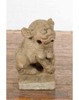 Chinese Qing Dynasty 19th Century Carved Stone Foo Dog Guardian Lion Sculpture-4. Asian & Chinese Furniture, Art, Antiques, Vintage Home Décor for sale at FEA Home