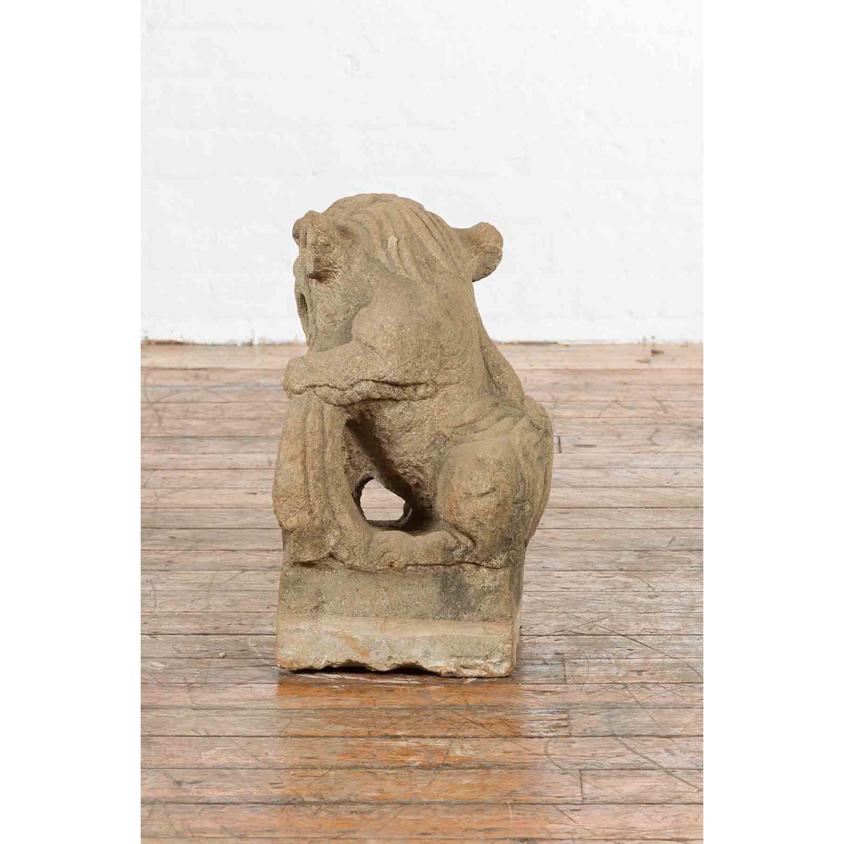 Chinese Qing Dynasty 19th Century Carved Stone Foo Dog Guardian Lion Sculpture-8. Asian & Chinese Furniture, Art, Antiques, Vintage Home Décor for sale at FEA Home