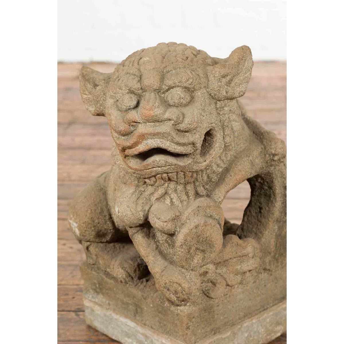Chinese Qing Dynasty 19th Century Carved Stone Foo Dog Guardian Lion Sculpture-3. Asian & Chinese Furniture, Art, Antiques, Vintage Home Décor for sale at FEA Home