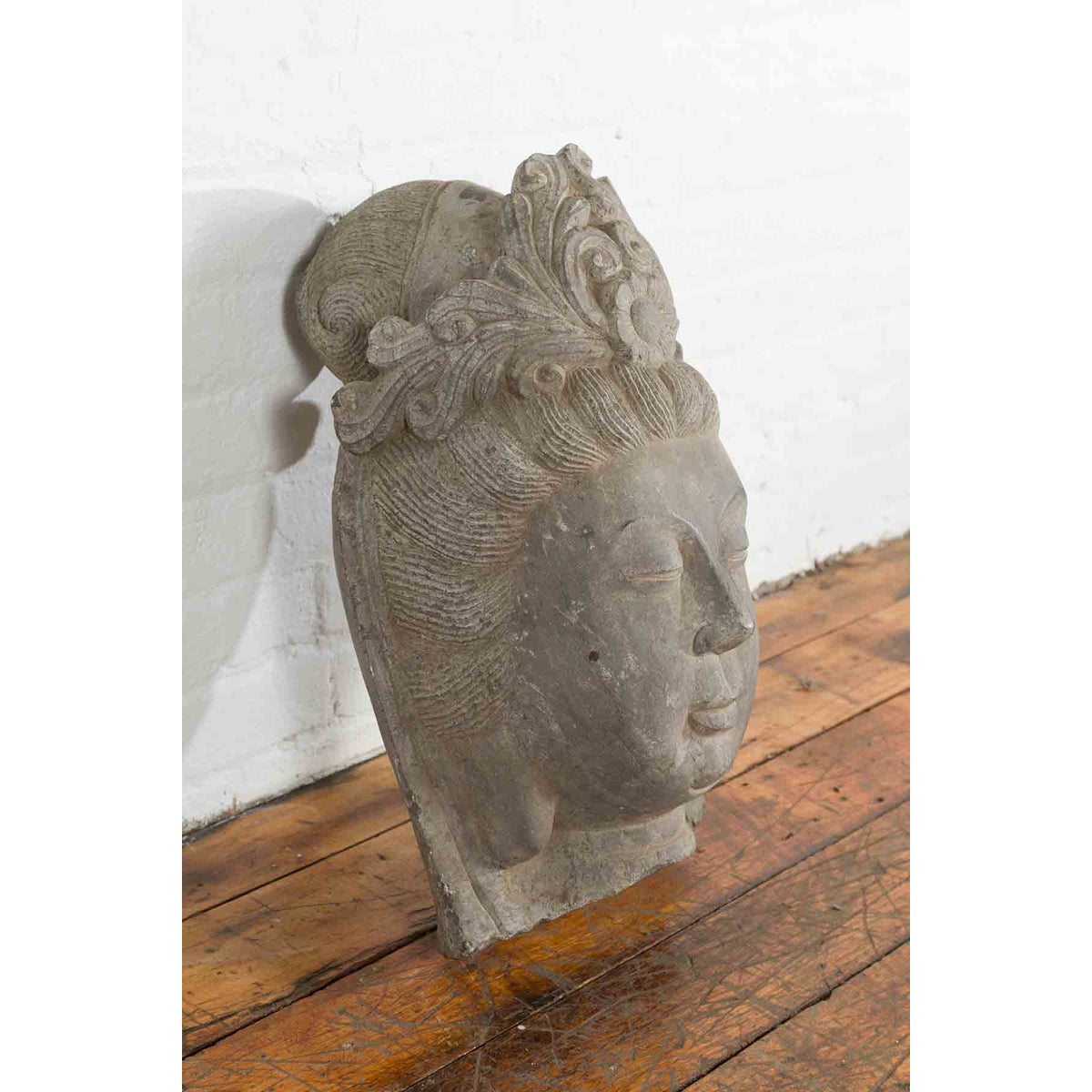 Chinese Vintage Carved Stone Bust of Guanyin, Bodhisattva of Compassion-5. Asian & Chinese Furniture, Art, Antiques, Vintage Home Décor for sale at FEA Home