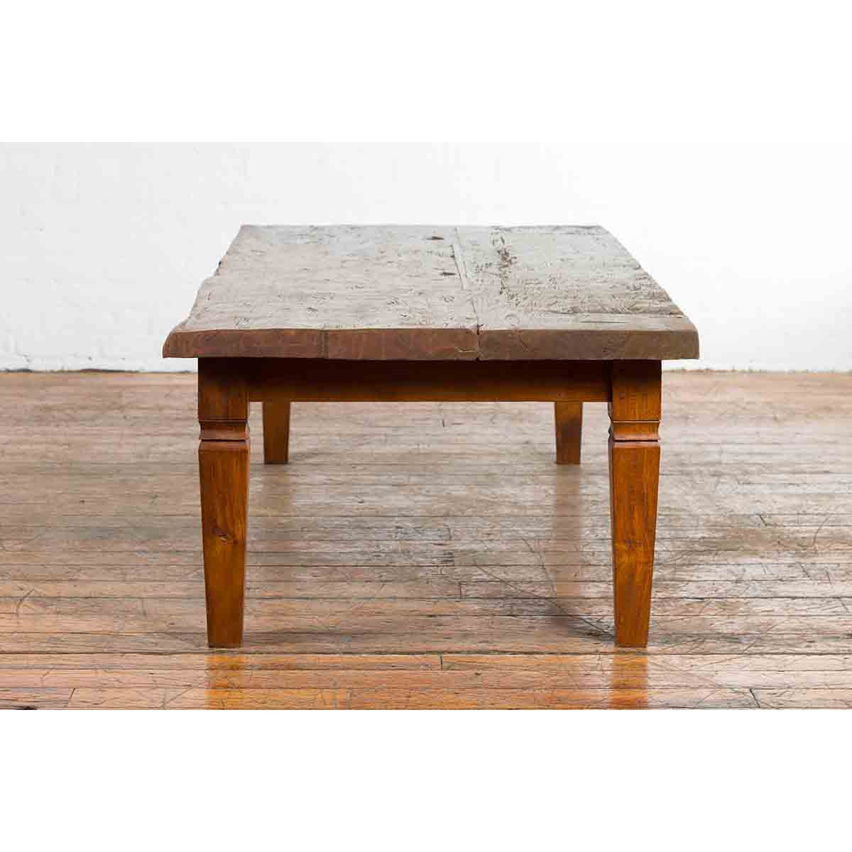 Rustic Indonesian 19th Century Coffee Table Made from a Slab of Wood-10. Asian & Chinese Furniture, Art, Antiques, Vintage Home Décor for sale at FEA Home