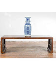 Chinese Vintage Wooden Waterfall Coffee Table with Distressed Patina and Scrolls-3. Asian & Chinese Furniture, Art, Antiques, Vintage Home Décor for sale at FEA Home