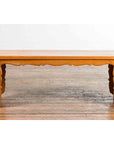 Low Vintage Elmwood Waterfall Console Table with Carved Apron & Legs-11. Asian & Chinese Furniture, Art, Antiques, Vintage Home Décor for sale at FEA Home
