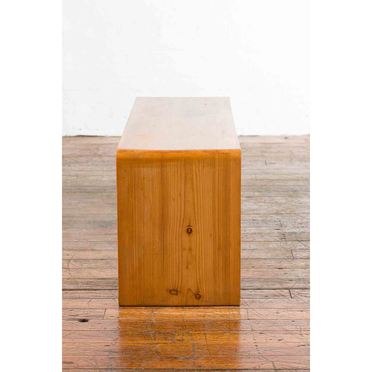 Low Vintage Elmwood Waterfall Console Table with Carved Apron & Legs-12. Asian & Chinese Furniture, Art, Antiques, Vintage Home Décor for sale at FEA Home