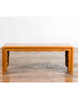 Low Vintage Elmwood Waterfall Console Table with Carved Apron & Legs-13. Asian & Chinese Furniture, Art, Antiques, Vintage Home Décor for sale at FEA Home