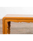 Low Vintage Elmwood Waterfall Console Table with Carved Apron & Legs-5. Asian & Chinese Furniture, Art, Antiques, Vintage Home Décor for sale at FEA Home