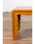 Low Vintage Elmwood Waterfall Console Table with Carved Apron & Legs-6. Asian & Chinese Furniture, Art, Antiques, Vintage Home Décor for sale at FEA Home