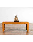 Low Vintage Elmwood Waterfall Console Table with Carved Apron & Legs-3. Asian & Chinese Furniture, Art, Antiques, Vintage Home Décor for sale at FEA Home