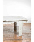 Chinese Vintage Whitewashed Coffee Table with Carved Spandrels and Stretchers-5. Asian & Chinese Furniture, Art, Antiques, Vintage Home Décor for sale at FEA Home