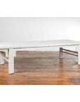 Chinese Vintage Whitewashed Coffee Table with Carved Spandrels and Stretchers-7. Asian & Chinese Furniture, Art, Antiques, Vintage Home Décor for sale at FEA Home