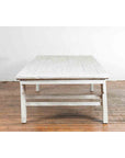 Chinese Vintage Whitewashed Coffee Table with Carved Spandrels and Stretchers-8. Asian & Chinese Furniture, Art, Antiques, Vintage Home Décor for sale at FEA Home