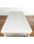 Chinese Vintage Whitewashed Coffee Table with Carved Spandrels and Stretchers-9. Asian & Chinese Furniture, Art, Antiques, Vintage Home Décor for sale at FEA Home