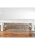 Chinese Vintage Whitewashed Coffee Table with Carved Spandrels and Stretchers-2. Asian & Chinese Furniture, Art, Antiques, Vintage Home Décor for sale at FEA Home