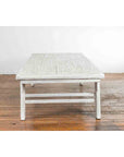 Chinese Vintage Whitewashed Coffee Table with Carved Spandrels and Stretchers-10. Asian & Chinese Furniture, Art, Antiques, Vintage Home Décor for sale at FEA Home