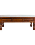 Vintage Indian Wooden Coffee Table with Two Drawers and Baluster Legs-2. Asian & Chinese Furniture, Art, Antiques, Vintage Home Décor for sale at FEA Home