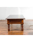 Vintage Indian Wooden Coffee Table with Two Drawers and Baluster Legs-11. Asian & Chinese Furniture, Art, Antiques, Vintage Home Décor for sale at FEA Home