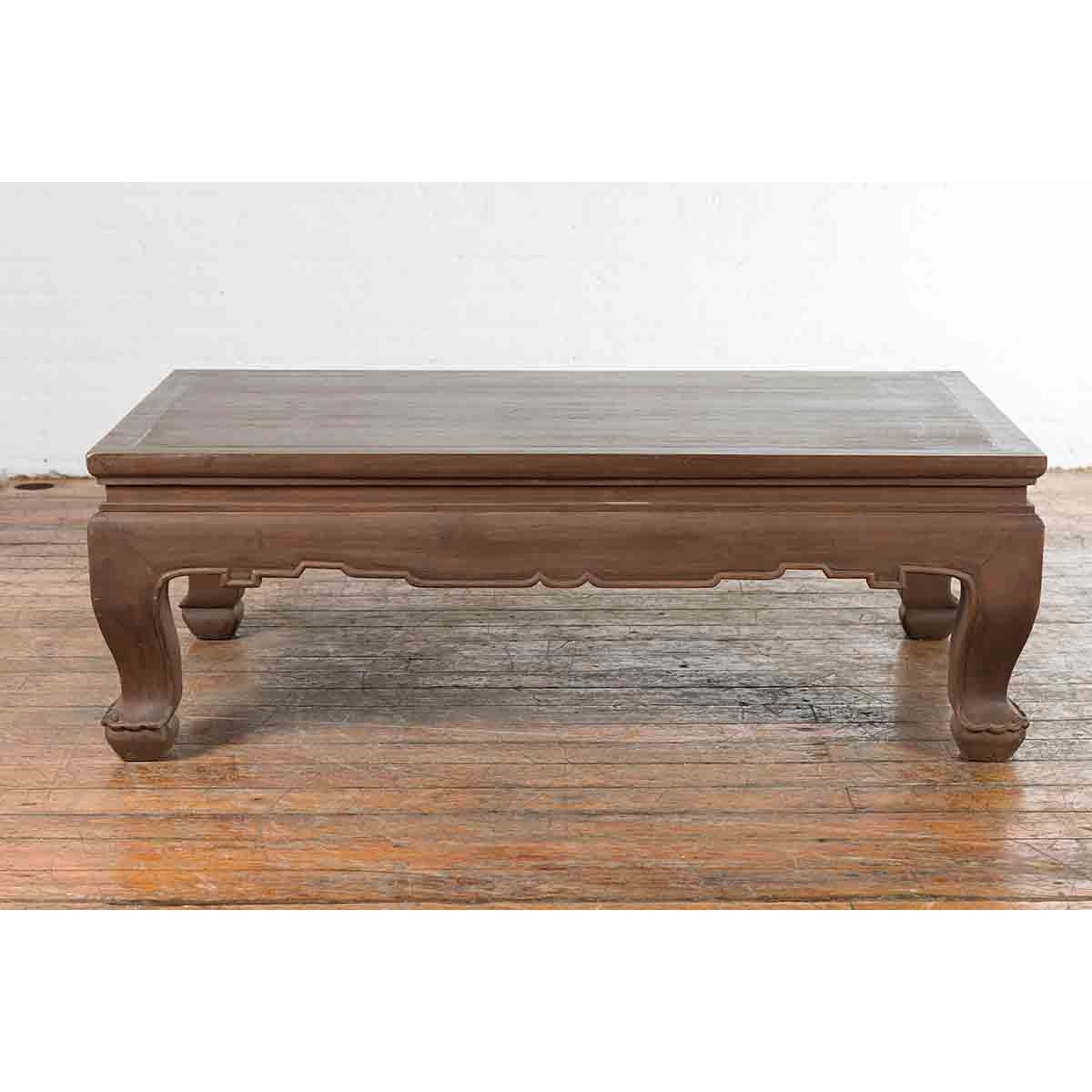 Vintage Thai Chow Legs Coffee Table with Carved Apron and Brown Patina-11. Asian & Chinese Furniture, Art, Antiques, Vintage Home Décor for sale at FEA Home