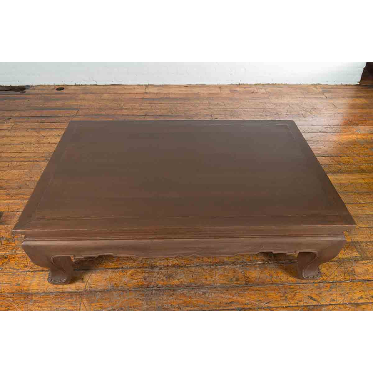Vintage Thai Chow Legs Coffee Table with Carved Apron and Brown Patina-9. Asian & Chinese Furniture, Art, Antiques, Vintage Home Décor for sale at FEA Home