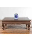 Vintage Thai Chow Legs Coffee Table with Carved Apron and Brown Patina-4. Asian & Chinese Furniture, Art, Antiques, Vintage Home Décor for sale at FEA Home