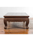 Vintage Thai Brown Wooden Coffee Table with Waisted Carved Apron and Chow Legs-11. Asian & Chinese Furniture, Art, Antiques, Vintage Home Décor for sale at FEA Home