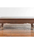Vintage Thai Brown Wooden Coffee Table with Waisted Carved Apron and Chow Legs-3. Asian & Chinese Furniture, Art, Antiques, Vintage Home Décor for sale at FEA Home