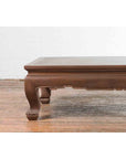 Vintage Thai Brown Wooden Coffee Table with Waisted Carved Apron and Chow Legs-5. Asian & Chinese Furniture, Art, Antiques, Vintage Home Décor for sale at FEA Home