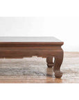 Vintage Thai Brown Wooden Coffee Table with Waisted Carved Apron and Chow Legs-6. Asian & Chinese Furniture, Art, Antiques, Vintage Home Décor for sale at FEA Home