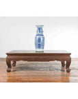 Vintage Thai Brown Wooden Coffee Table with Waisted Carved Apron and Chow Legs-4. Asian & Chinese Furniture, Art, Antiques, Vintage Home Décor for sale at FEA Home
