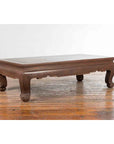 Vintage Thai Brown Wooden Coffee Table with Waisted Carved Apron and Chow Legs-2. Asian & Chinese Furniture, Art, Antiques, Vintage Home Décor for sale at FEA Home