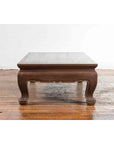 Vintage Thai Brown Wooden Coffee Table with Waisted Carved Apron and Chow Legs-8. Asian & Chinese Furniture, Art, Antiques, Vintage Home Décor for sale at FEA Home