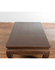 Vintage Thai Brown Wooden Coffee Table with Waisted Carved Apron and Chow Legs-9. Asian & Chinese Furniture, Art, Antiques, Vintage Home Décor for sale at FEA Home