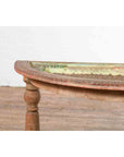 Indian 19th Century Sheesham Wood Low Demilune Table with Window Grate Iron Top-16. Asian & Chinese Furniture, Art, Antiques, Vintage Home Décor for sale at FEA Home