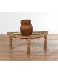 Indian 19th Century Sheesham Wood Low Demilune Table with Window Grate Iron Top-3. Asian & Chinese Furniture, Art, Antiques, Vintage Home Décor for sale at FEA Home