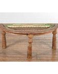 Indian 19th Century Sheesham Wood Low Demilune Table with Window Grate Iron Top-6. Asian & Chinese Furniture, Art, Antiques, Vintage Home Décor for sale at FEA Home