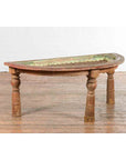 Indian 19th Century Sheesham Wood Low Demilune Table with Window Grate Iron Top-4. Asian & Chinese Furniture, Art, Antiques, Vintage Home Décor for sale at FEA Home