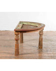 Indian 19th Century Sheesham Wood Low Demilune Table with Window Grate Iron Top-7. Asian & Chinese Furniture, Art, Antiques, Vintage Home Décor for sale at FEA Home