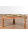 Indian 19th Century Sheesham Wood Low Demilune Table with Window Grate Iron Top-5. Asian & Chinese Furniture, Art, Antiques, Vintage Home Décor for sale at FEA Home