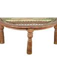 Indian 19th Century Sheesham Wood Low Demilune Table with Window Grate Iron Top-1. Asian & Chinese Furniture, Art, Antiques, Vintage Home Décor for sale at FEA Home