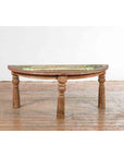 Indian 19th Century Sheesham Wood Low Demilune Table with Window Grate Iron Top-2. Asian & Chinese Furniture, Art, Antiques, Vintage Home Décor for sale at FEA Home