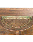 Indian 19th Century Sheesham Wood Low Demilune Table with Window Grate Iron Top-8. Asian & Chinese Furniture, Art, Antiques, Vintage Home Décor for sale at FEA Home