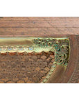 Indian 19th Century Sheesham Wood Low Demilune Table with Window Grate Iron Top-12. Asian & Chinese Furniture, Art, Antiques, Vintage Home Décor for sale at FEA Home