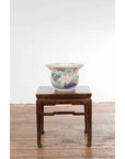Chinese Vintage Hexagonal Planter with Pastel Foliage, Flowers and Butterflies-10. Asian & Chinese Furniture, Art, Antiques, Vintage Home Décor for sale at FEA Home