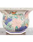 Chinese Vintage Hexagonal Planter with Pastel Foliage, Flowers and Butterflies-2. Asian & Chinese Furniture, Art, Antiques, Vintage Home Décor for sale at FEA Home