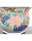 Chinese Vintage Hexagonal Planter with Pastel Foliage, Flowers and Butterflies-6. Asian & Chinese Furniture, Art, Antiques, Vintage Home Décor for sale at FEA Home