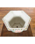 Chinese Vintage Hexagonal Planter with Pastel Foliage, Flowers and Butterflies-7. Asian & Chinese Furniture, Art, Antiques, Vintage Home Décor for sale at FEA Home